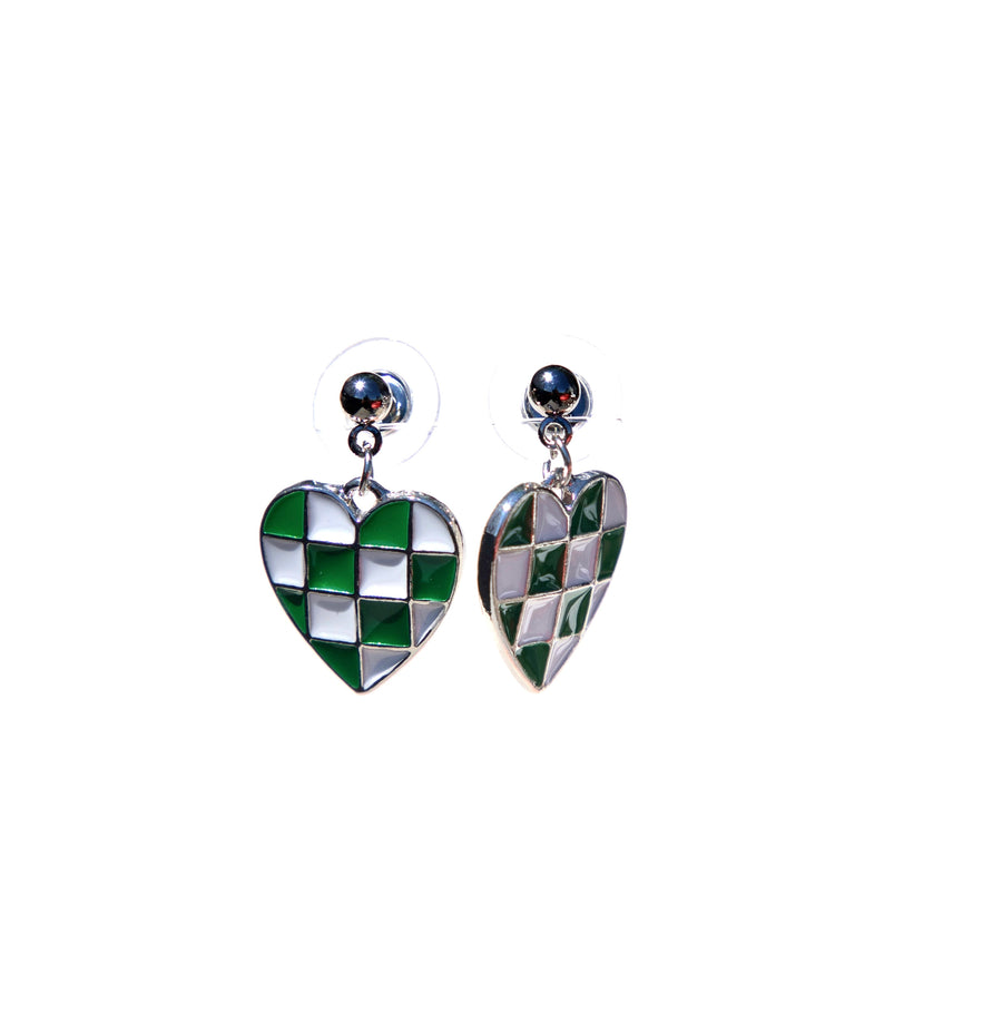 Checkered Heart Earrings